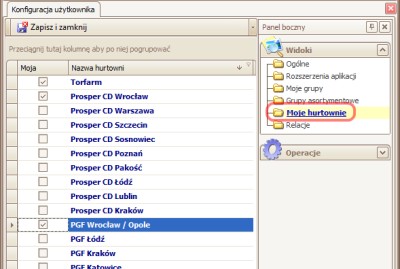 Konfiguracja domyślnych hurtowni