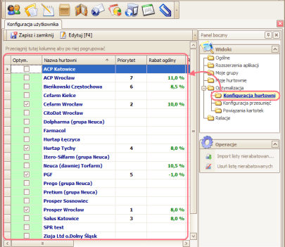 konfiguracja hurtowni