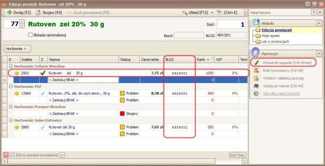 Okno edycja pozycji 3