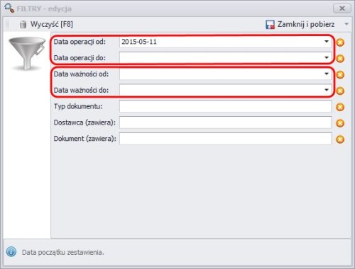 edycja dokumentu filtr